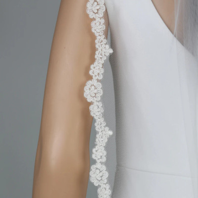 Floral Lace Fingertip Wedding Veil V6299 Floral Lace Fingertip Wedding Veil V6299