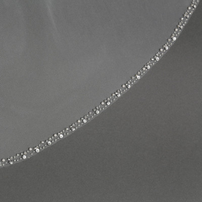 Angel Cut Pearl and Sequin Knee Length Wedding Veil V6246