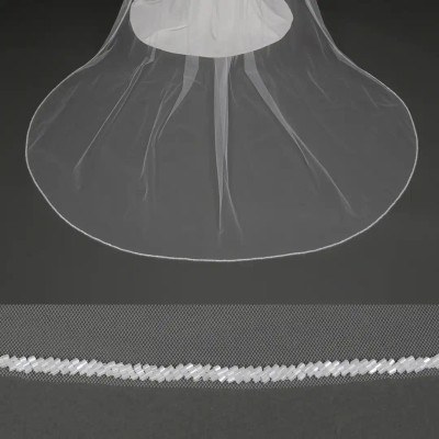 Frosted Bugle Bead Cathedral Wedding Veil V6280C