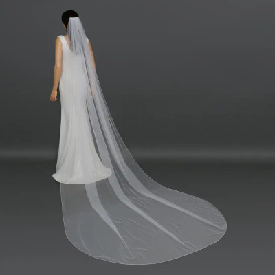 Soft Tulle Royal Cathedral Wedding Veil with Pencil Edge V6359R