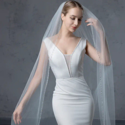 Pearl and Sequin Cathedral Wedding Veil V6246C Pearl and Sequin Cathedral Wedding Veil V6246C