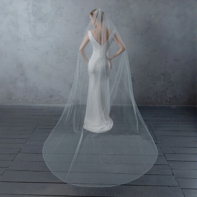 Pearl Beaded Edge Cathedral Wedding Veil V6241C  Pearl Beaded Edge Cathedral Wedding Veil V6241C