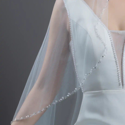 Angel Cut Crystal and Rhinestone Knee Length Wedding Veil V6249A Angel Cut Crystal and Rhinestone Knee Length Wedding Veil V6249A