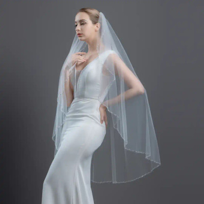 Angel Cut Crystal and Rhinestone Knee Length Wedding Veil V6249A Angel Cut Crystal and Rhinestone Knee Length Wedding Veil V6249A