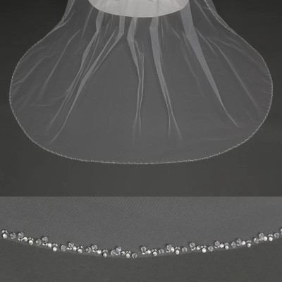 Crystal and Rhinestone Beaded Cathedral Wedding Veil V6249C Crystal and Rhinestone Beaded Cathedral Wedding Veil V6249C