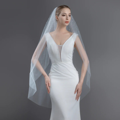 Pearl Scattered Knee Length Wedding Veil V6255 Pearl Scattered Knee Length Wedding Veil V6255