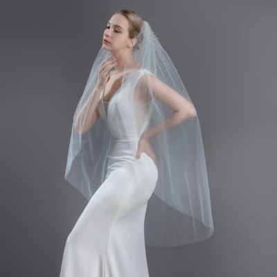 Pearl Scattered Knee Length Wedding Veil V6255 Pearl Scattered Knee Length Wedding Veil V6255