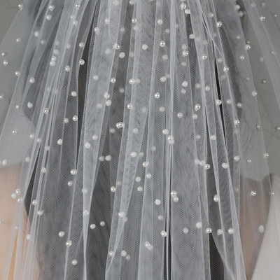 Pearl Scattered Knee Length Wedding Veil V6255 Pearl Scattered Knee Length Wedding Veil V6255