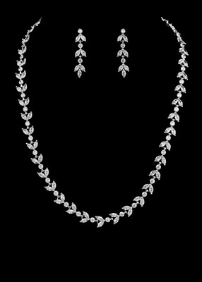 Elegant CZ Wedding Jewelry Set with Bracelet in Silver Plating