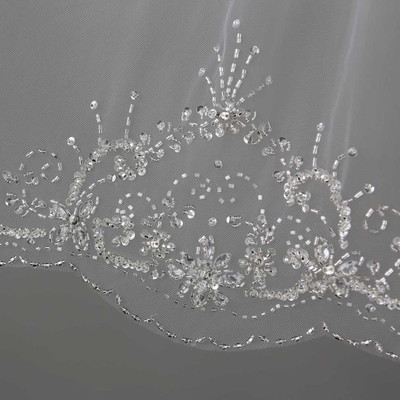 Cathedral Wedding Veil with Crystal Beaded Design V6252C