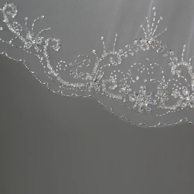 Cathedral Wedding Veil with Crystal Beaded Design V6252C