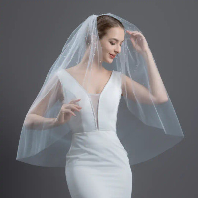 Pearl Scattered Fingertip Wedding Veil V6255F Pearl Scattered Fingertip Wedding Veil V6255F