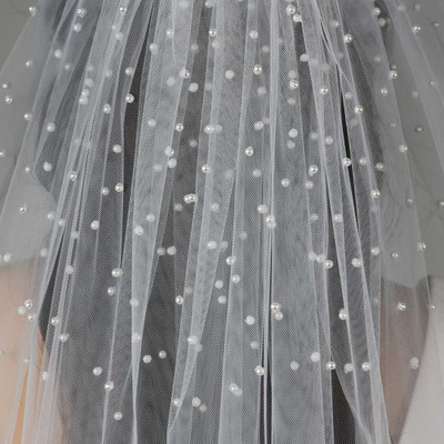Pearl Scattered Fingertip Wedding Veil V6255F Pearl Scattered Fingertip Wedding Veil V6255F
