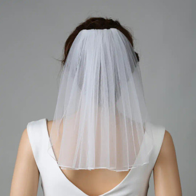 Shoulder Length Soft Tulle Wedding Veil with Pencil Edge