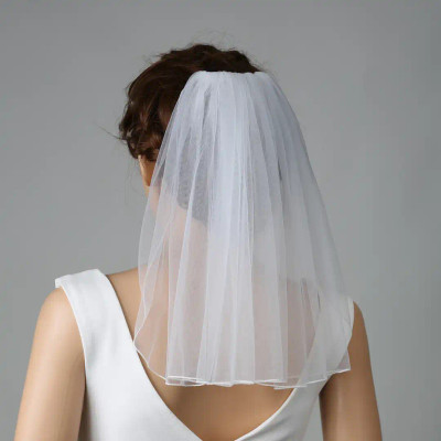 Shoulder Length Soft Tulle Wedding Veil with Pencil Edge