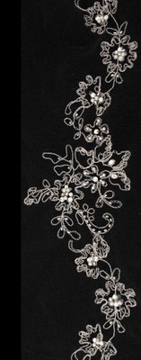 Beaded Floral Embroidery Fingertip Wedding Veil - Sale!