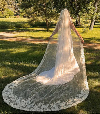 Lace Royal Cathedral Wedding Veil with Sequin Scattered Veiling Lace Royal Cathedral Wedding Veil with Sequin Scattered Veiling