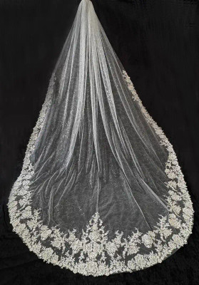 Lace Royal Cathedral Wedding Veil with Sequin Scattered Veiling Lace Royal Cathedral Wedding Veil with Sequin Scattered Veiling