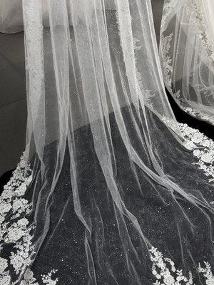 Lace Royal Cathedral Wedding Veil with Sequin Scattered Veiling Lace Royal Cathedral Wedding Veil with Sequin Scattered Veiling