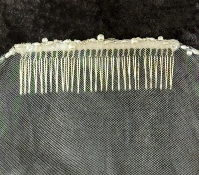 Angel Cut Royal Cathedral Wedding Veil with Pearl and Crystal Beading