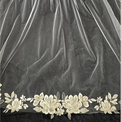 Silver and Gold Floral Embroidered Lace Royal Cathedral Wedding Veil