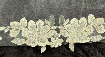 Silver and Gold Floral Embroidered Lace Royal Cathedral Wedding Veil