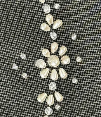 Knee Length Wedding Veil with Pearl Beaded Scallop Design Knee Length Wedding Veil with Pearl Beaded Scallop Design