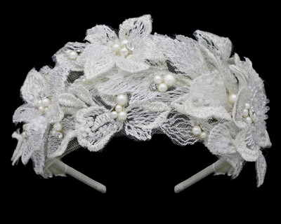Pearl Beaded Lace Bridal Headband hp4648