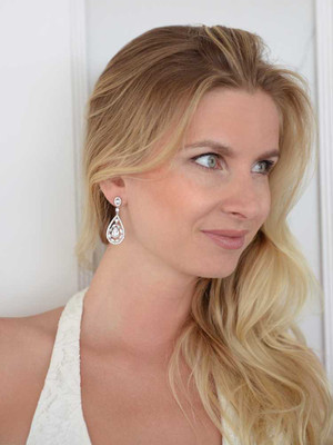 Brilliant CZ Wedding Earrings in Platinum Silver Plating