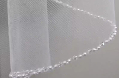 Pearl and Crystal Edge Two Layer Cathedral Wedding Veil
