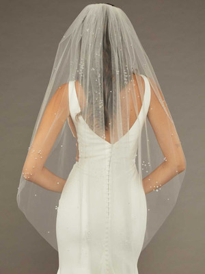 Fingertip Wedding Veil with Crystal Scatter Envogue V2486SF