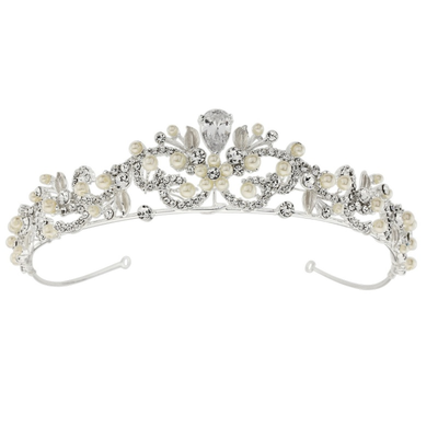 Crystal and Pearl Wedding Tiara with Scroll Design hp1425 Crystal and Pearl Wedding Tiara with Scroll Design hp1425
