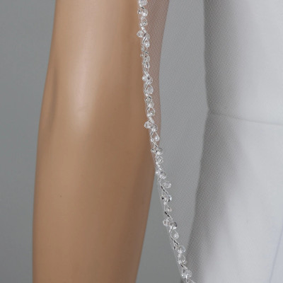 Pearl, Sequin and Crystal Beaded Fingertip Wedding Veil V6329 Pearl, Sequin and Crystal Beaded Fingertip Wedding Veil V6329