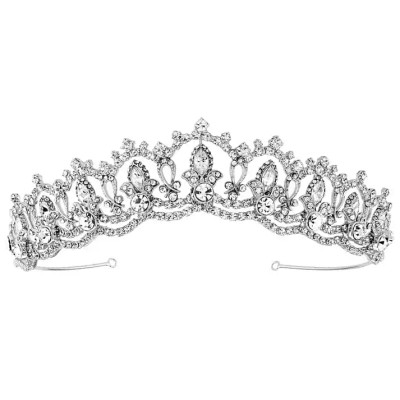 Fleur de Lys Crystal Wedding Tiara  in Silver, Gold and Rose Gold
