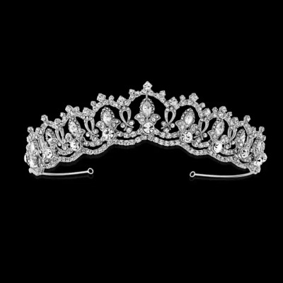 Fleur de Lys Crystal Wedding Tiara in Silver, Gold and Rose Gold