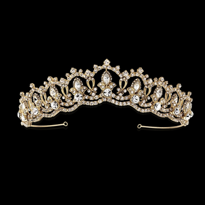 Fleur de Lys Crystal Wedding Tiara in Silver, Gold and Rose Gold