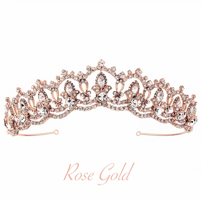 Fleur de Lys Crystal Wedding Tiara  in Silver, Gold and Rose Gold
