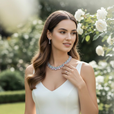 Multi Color CZ Crystal  Bridal and Formal Jewelry Set