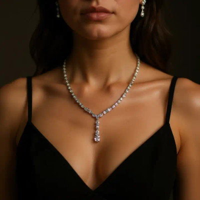 Dainty Drop CZ Crystal Bridal and Formal Jewelry Set