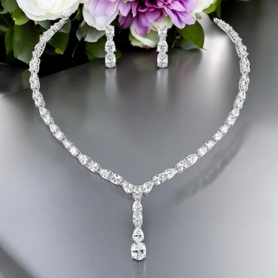 Dainty Drop CZ Crystal Bridal and Formal Jewelry Set