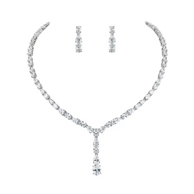 Dainty Drop CZ Crystal Bridal and Formal Jewelry Set