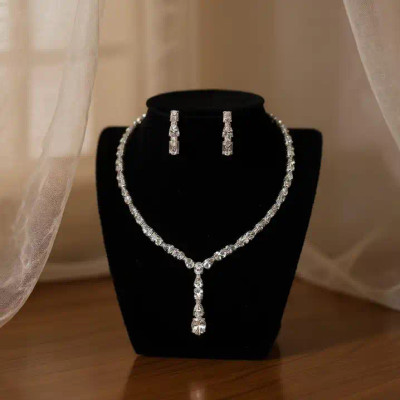 Dainty Drop CZ Crystal Bridal and Formal Jewelry Set