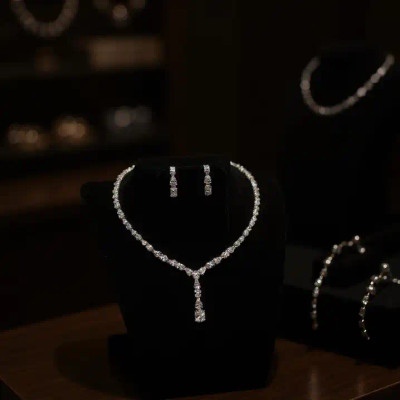 Dainty Drop CZ Crystal Bridal and Formal Jewelry Set