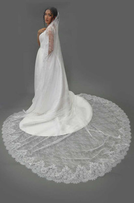 All Lace Mantilla Style Royal Cathedral Wedding Veil E1625