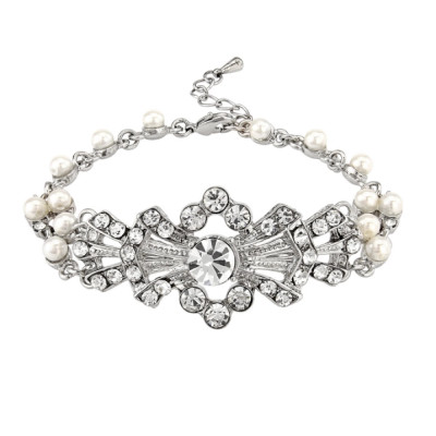 Gatsby Glam Crystal and Pearl Wedding Bracelet Gatsby Glam Crystal and Pearl Wedding Bracelet