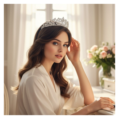 Crystal Wedding and Quinceanera Tiara in Silver hp1421 Crystal Wedding and Quinceanera Tiara in Silver hp1421