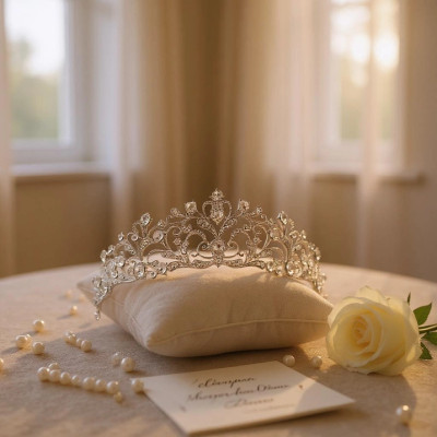 Crystal Wedding and Quinceanera Tiara in Silver hp1421 Crystal Wedding and Quinceanera Tiara in Silver hp1421