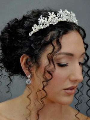 Ansonia Bridal Pearl and Crystal Wedding Tiara