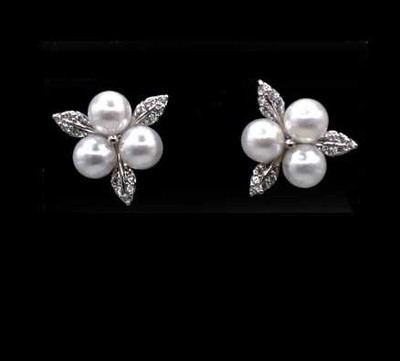 Beaded Pearl and Crystal Lace Choker and Earring Bridal Jewelry Set