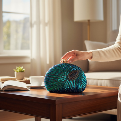 Blue Vintage Inspired Peacock Wedding Clutch Purse P9636 Blue Vintage Inspired Peacock Wedding Clutch Purse P9636